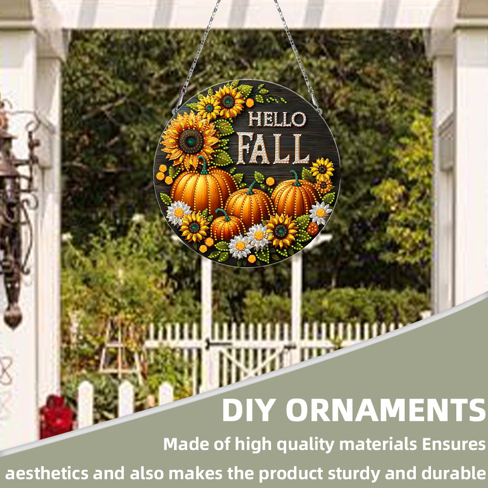 Fall Theme 2D Flat DIY Hanging Diamond Art Kits Wall Decor for Home & Windows