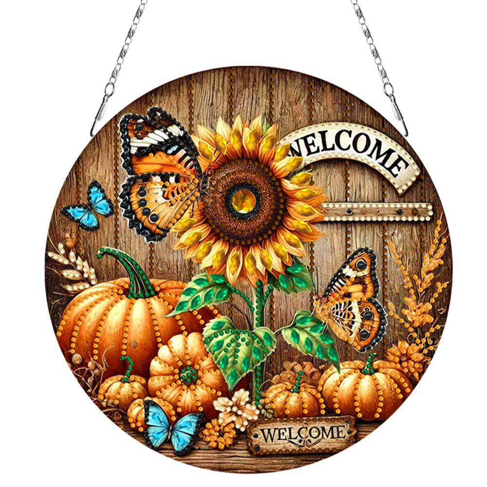 Fall Theme 2D Flat DIY Hanging Diamond Art Kits Wall Decor for Home & Windows