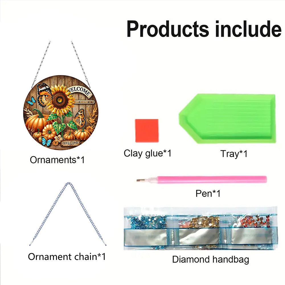 Fall Theme 2D Flat DIY Hanging Diamond Art Kits Wall Decor for Home & Windows