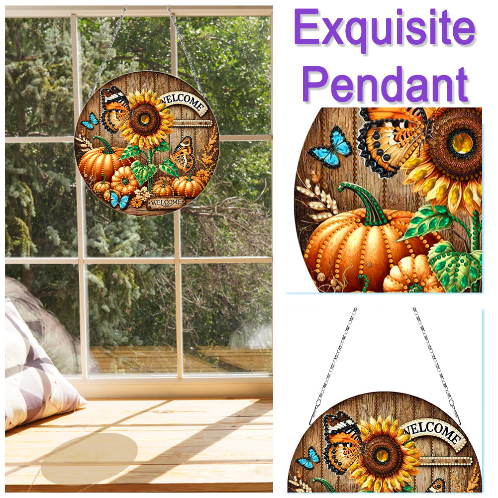 Fall Theme 2D Flat DIY Hanging Diamond Art Kits Wall Decor for Home & Windows