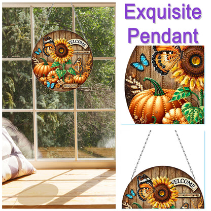 Fall Theme 2D Flat DIY Hanging Diamond Art Kits Wall Decor for Home & Windows