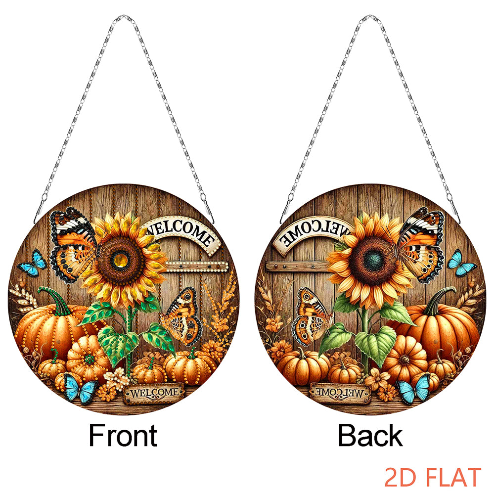 Fall Theme 2D Flat DIY Hanging Diamond Art Kits Wall Decor for Home & Windows