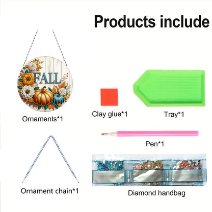 Fall Theme 2D Flat DIY Hanging Diamond Art Kits Wall Decor for Home & Windows
