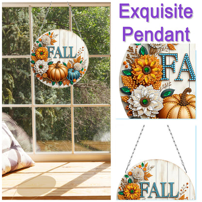 Fall Theme 2D Flat DIY Hanging Diamond Art Kits Wall Decor for Home & Windows