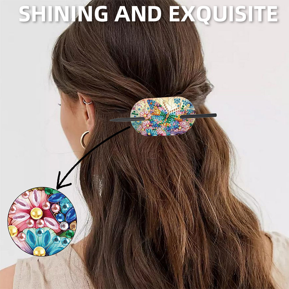 8Pcs DIY Diamond Painting Ellipse Hairpin Kits Diamond Embroidery Hairpins Kit