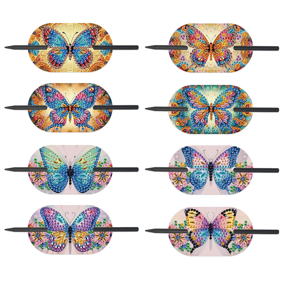 8Pcs DIY Diamond Painting Ellipse Hairpin Kits Diamond Embroidery Hairpins Kit