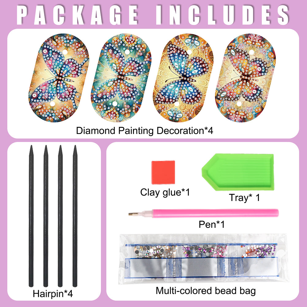 8Pcs DIY Diamond Painting Ellipse Hairpin Kits Diamond Embroidery Hairpins Kit