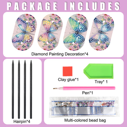 8Pcs DIY Diamond Painting Ellipse Hairpin Kits Diamond Embroidery Hairpins Kit