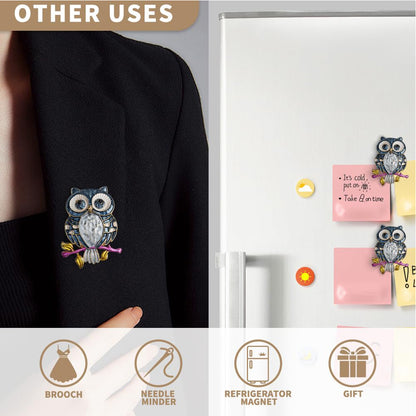 Cross Stitch Needle Minder Magnetic Needle Nanny for Fridge Decor (Owl)
