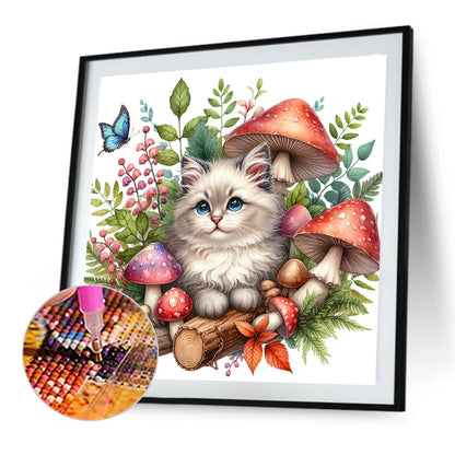 Cat And Mushroom - Full Round Drill Diamond Painting 40*40CM