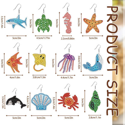 12 Pairs DIY Diamond Art Earrings Double Sided Diamond Painting Earrings Kit