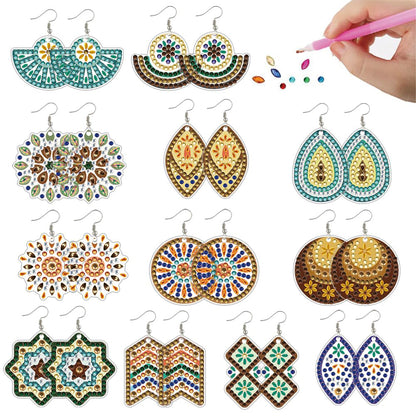12 Pairs DIY Diamond Art Earrings Double Sided Diamond Painting Earrings Kit