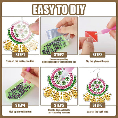 12 Pairs DIY Diamond Art Earrings Double Sided Diamond Painting Earrings Kit