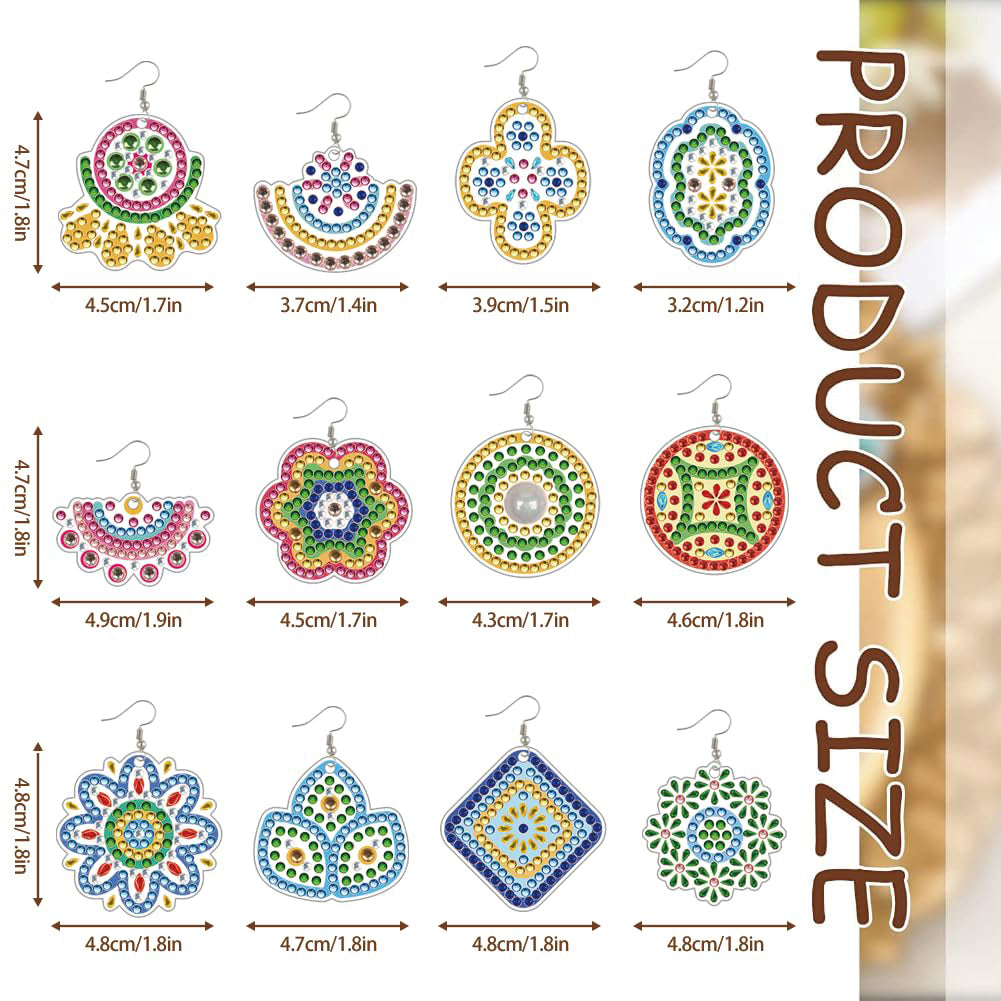 12 Pairs DIY Diamond Art Earrings Double Sided Diamond Painting Earrings Kit