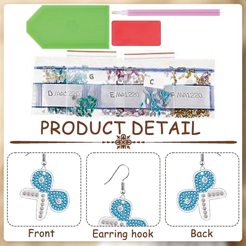 12 Pairs DIY Diamond Art Earrings Double Sided Diamond Painting Earrings Kit