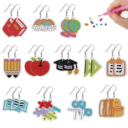12 Pairs DIY Diamond Art Earrings Double Sided Diamond Painting Earrings Kit