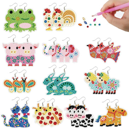 12 Pairs DIY Diamond Art Earrings Double Sided Diamond Painting Earrings Kit