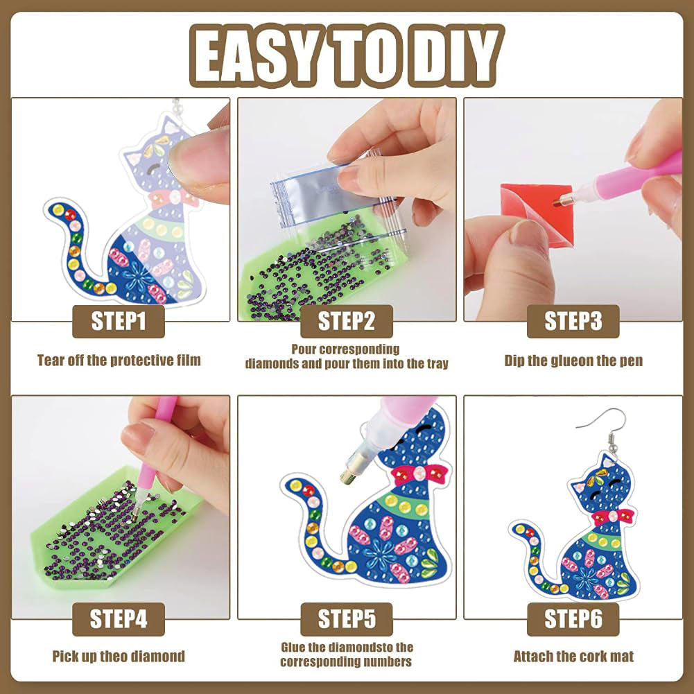 12 Pairs DIY Diamond Art Earrings Double Sided Diamond Painting Earrings Kit