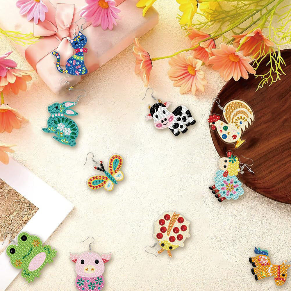 12 Pairs DIY Diamond Art Earrings Double Sided Diamond Painting Earrings Kit