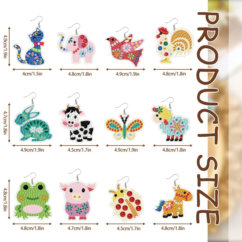 12 Pairs DIY Diamond Art Earrings Double Sided Diamond Painting Earrings Kit