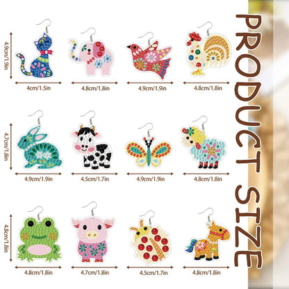 12 Pairs DIY Diamond Art Earrings Double Sided Diamond Painting Earrings Kit