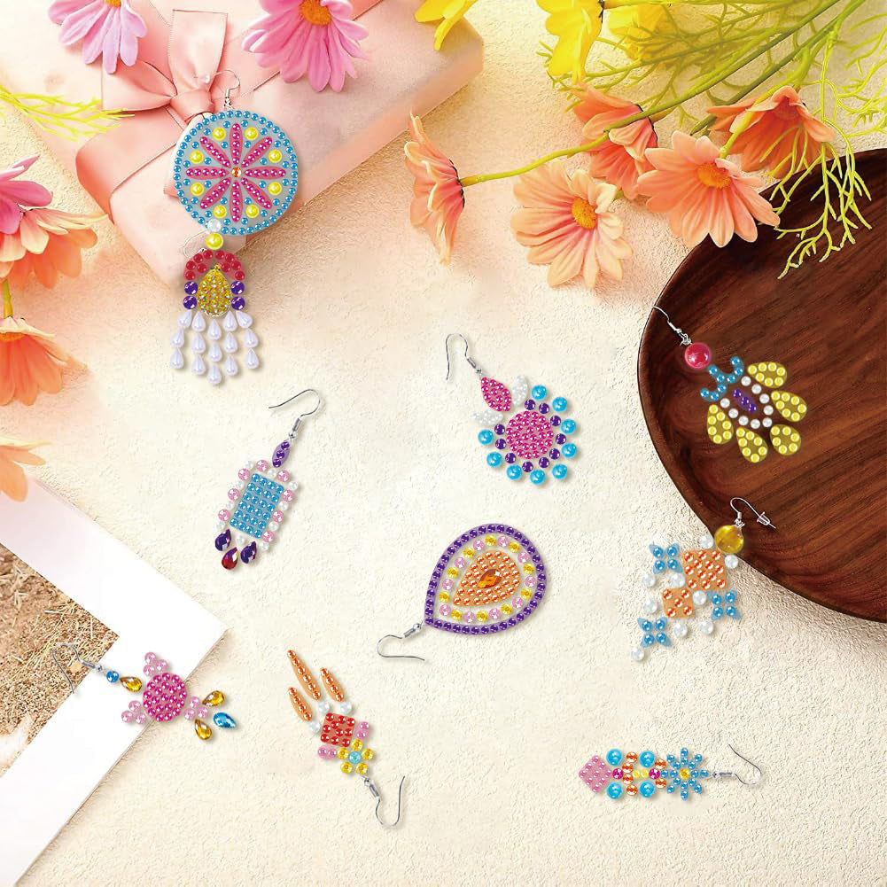 12 Pairs DIY Diamond Art Earrings Double Sided Diamond Painting Earrings Kit