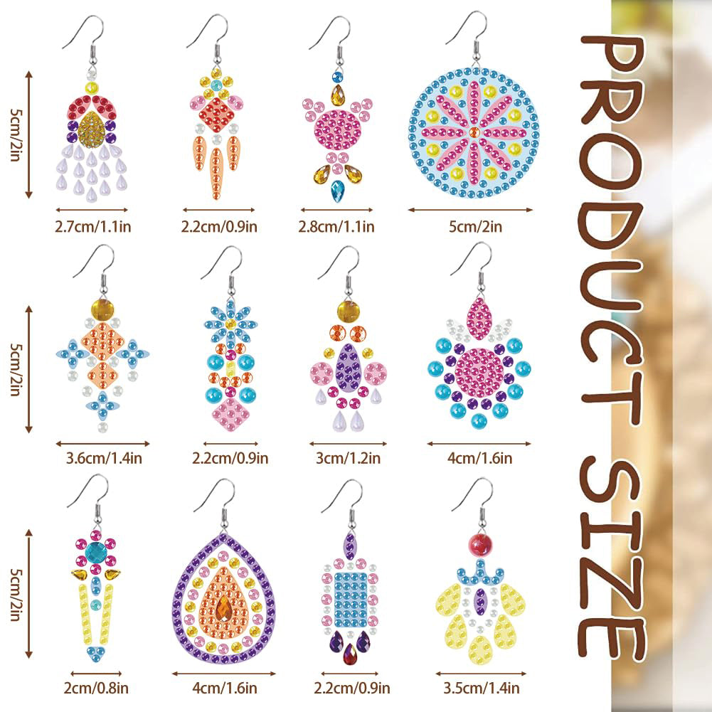 12 Pairs DIY Diamond Art Earrings Double Sided Diamond Painting Earrings Kit