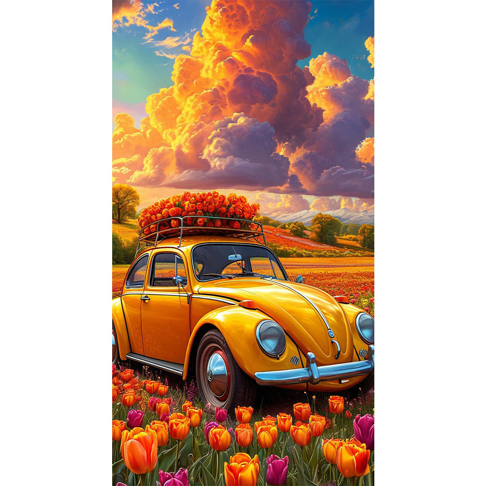 Car And Flower - Full Round Drill Diamond Painting 40*70CM