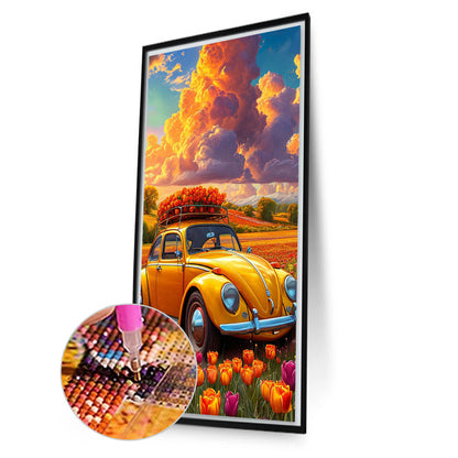 Car And Flower - Full Round Drill Diamond Painting 40*70CM