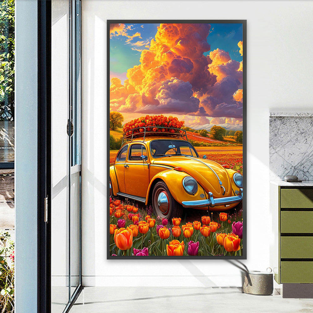 Car And Flower - Full Round Drill Diamond Painting 40*70CM
