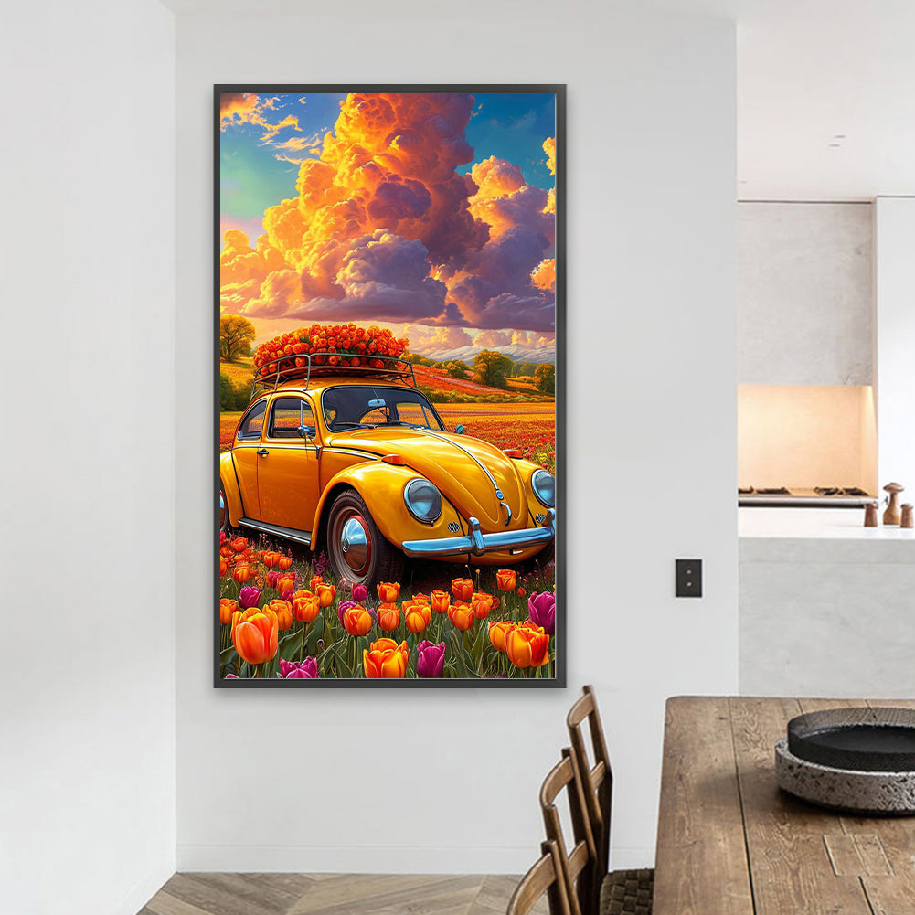 Car And Flower - Full Round Drill Diamond Painting 40*70CM
