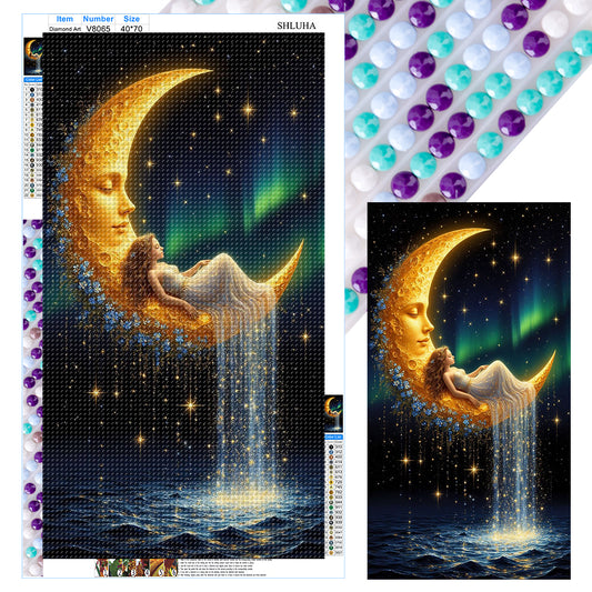 Moon And Girl - Full Round Drill Diamond Painting 40*70CM