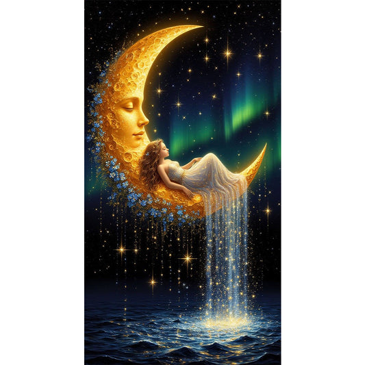 Moon And Girl - Full Round Drill Diamond Painting 40*70CM