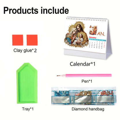 2026 Calendar Diamond Painting Kit DIY Diamond Art Desk Calendar for Home Office