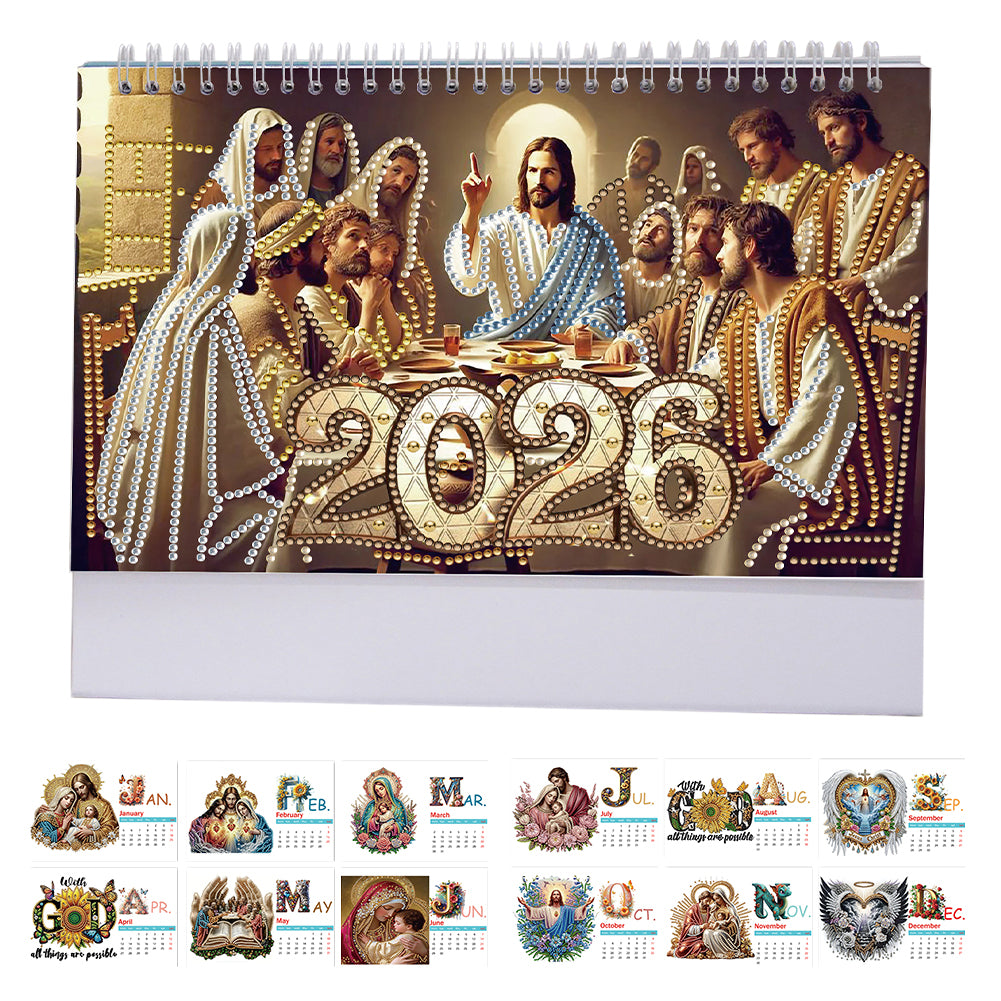 2026 Calendar Diamond Painting Kit DIY Diamond Art Desk Calendar for Home Office