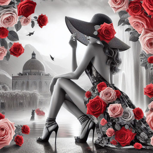 Rose Woman - Full Round Drill Diamond Painting 40*40CM