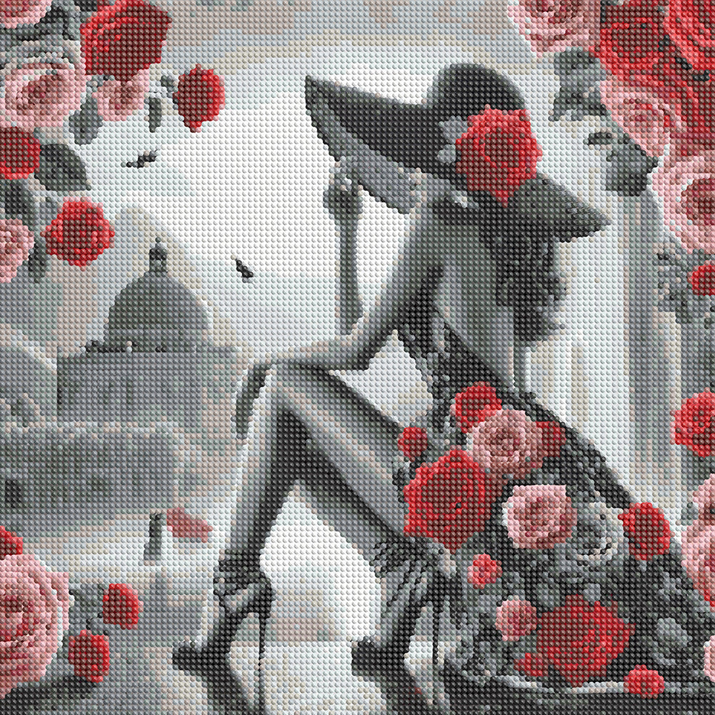 Rose Woman - Full Round Drill Diamond Painting 40*40CM