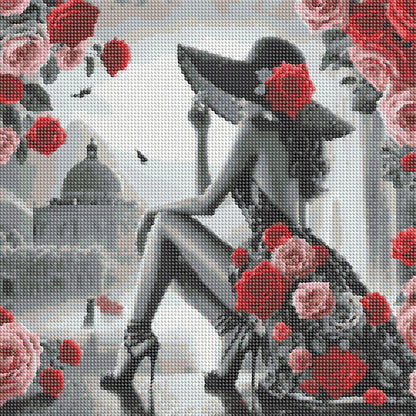 Rose Woman - Full Round Drill Diamond Painting 40*40CM