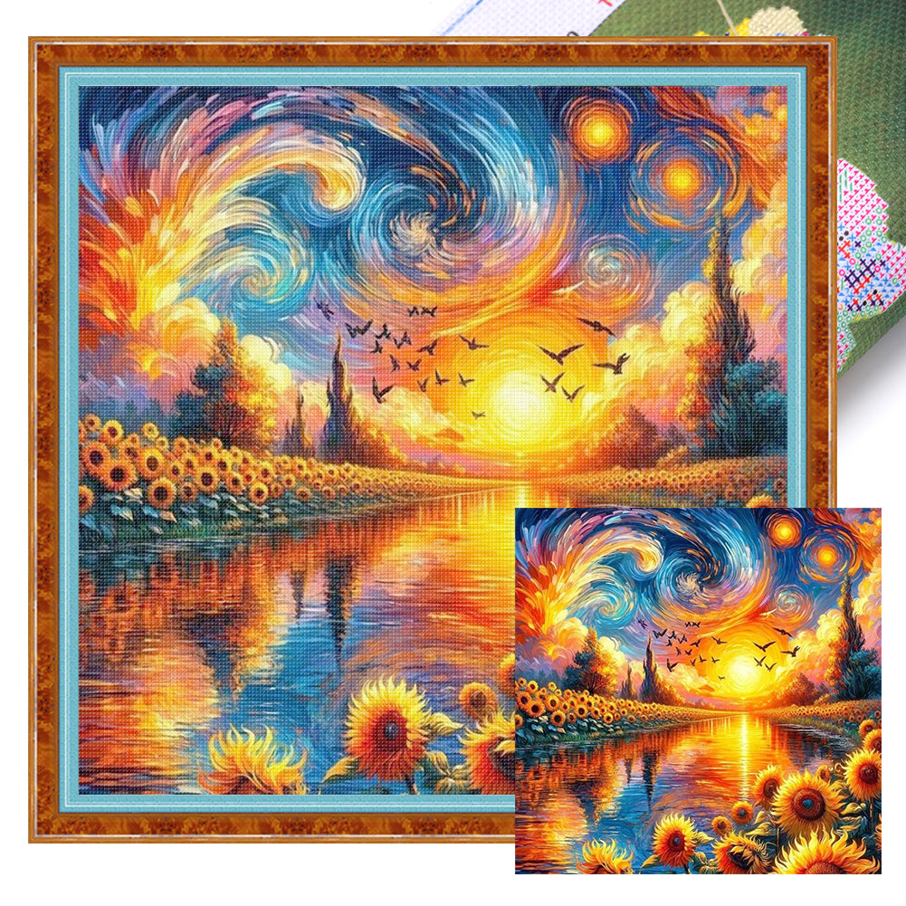 Sunflower Scenery - 11CT Stamped Cross Stitch 40*40CM