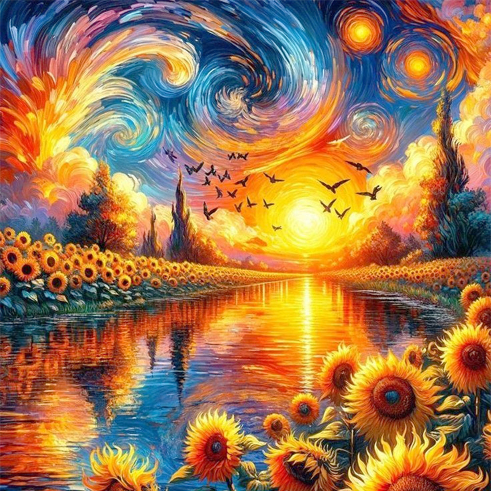 Sunflower Scenery - 11CT Stamped Cross Stitch 40*40CM