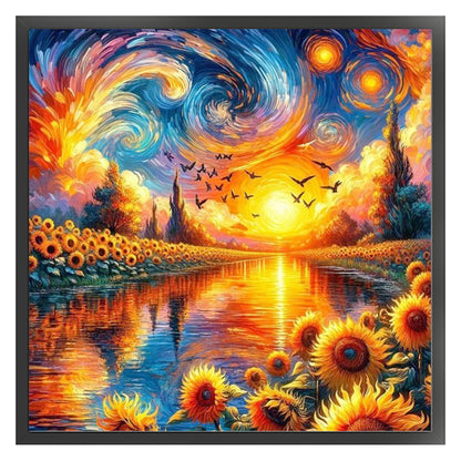 Sunflower Scenery - 11CT Stamped Cross Stitch 40*40CM
