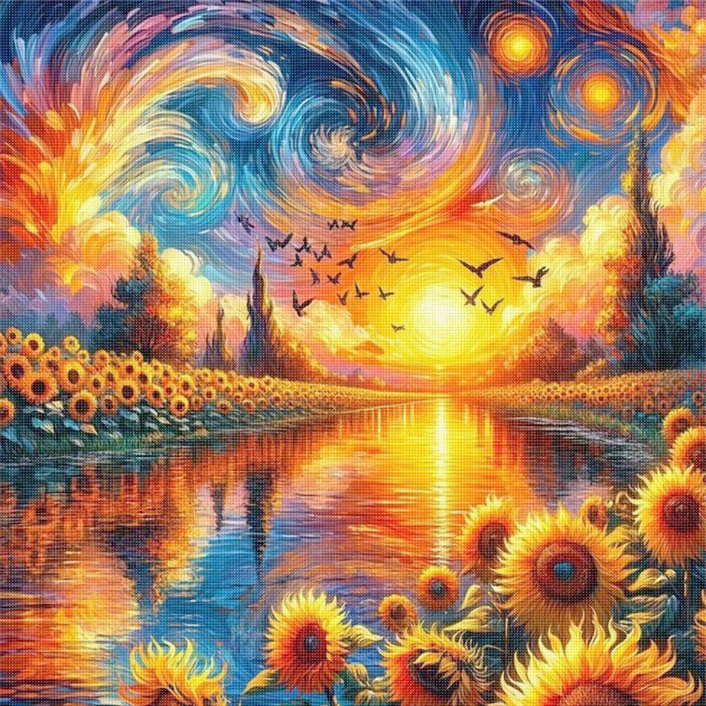 Sunflower Scenery - 11CT Stamped Cross Stitch 40*40CM