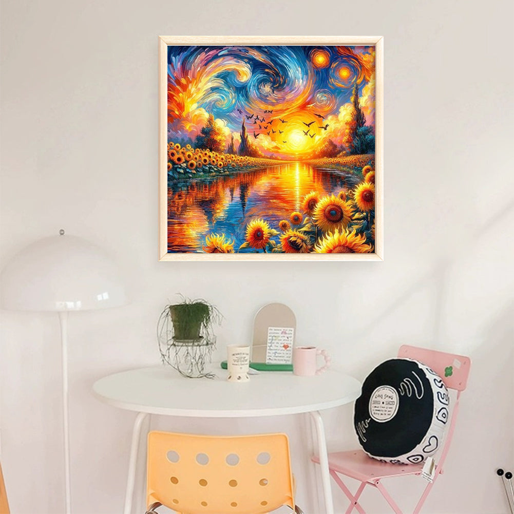 Sunflower Scenery - 11CT Stamped Cross Stitch 40*40CM