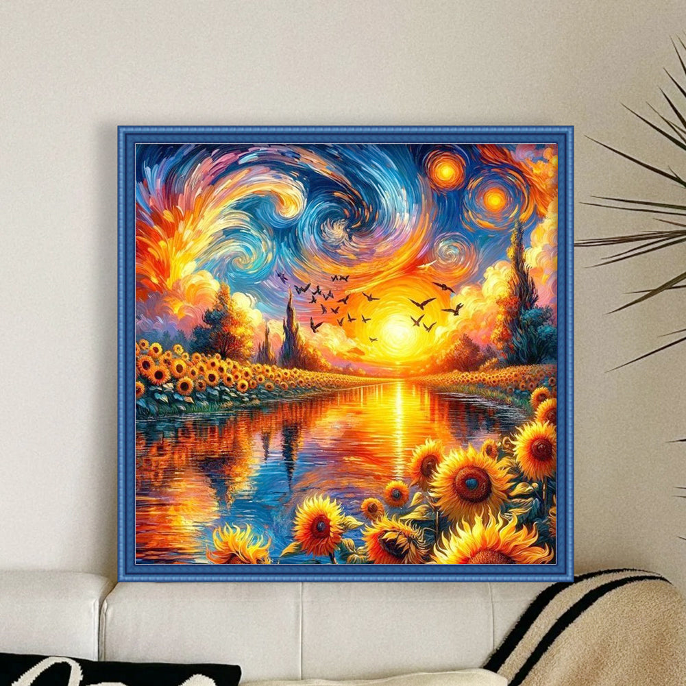 Sunflower Scenery - 11CT Stamped Cross Stitch 40*40CM