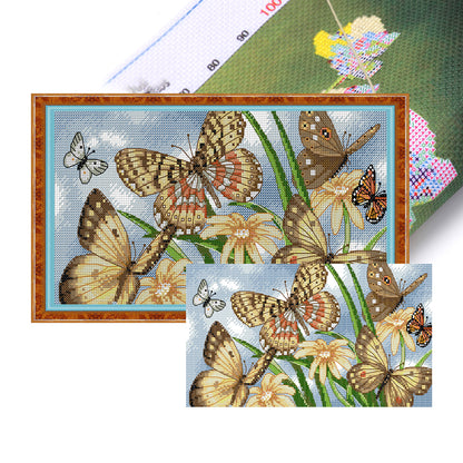 Butterfly - 14CT Stamped Cross Stitch 33*18CM (Joy Sunday)