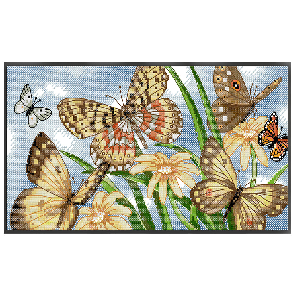 Butterfly - 14CT Stamped Cross Stitch 33*18CM (Joy Sunday)