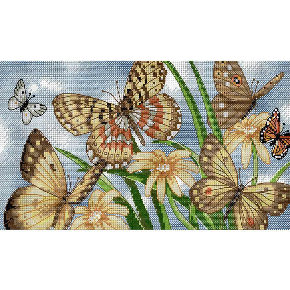 Butterfly - 14CT Stamped Cross Stitch 33*18CM (Joy Sunday)