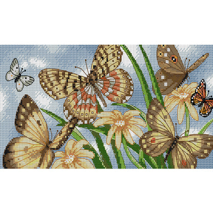 Butterfly - 14CT Stamped Cross Stitch 33*18CM (Joy Sunday)