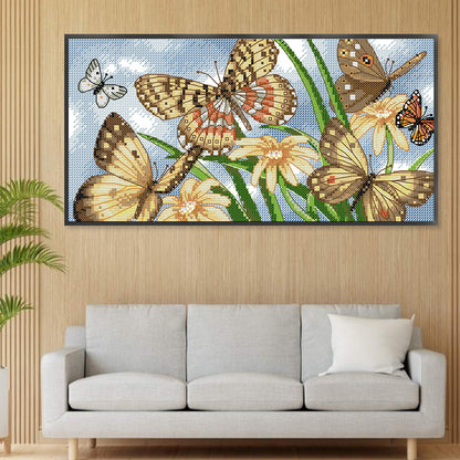 Butterfly - 14CT Stamped Cross Stitch 33*18CM (Joy Sunday)
