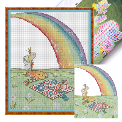 Rainbow - 14CT Stamped Cross Stitch 30*36CM (Joy Sunday)